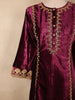 Rich Wine Maroon Paisley Zari Embroidered Design Velvet Salwar Suit with Dupatta