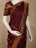 Rich Wine Maroon Peacock Butta Woven Design Pure Kanchipuram Silk Saree with Zari Border