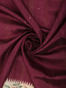 Rich Wine Maroon Solid Design Semi Tussar Saree with Contrast Floral and Peacock Motif Border