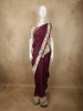 Rich Wine Maroon Solid Design Semi Tussar Saree with Contrast Floral and Peacock Motif Border