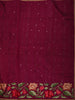 Rich Wine Pink Floral Thread Embroidered Design Pure Tussar Fancy Saree with Floral Border