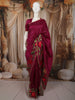 Rich Wine Pink Floral Thread Embroidered Design Pure Tussar Fancy Saree with Floral Border