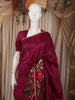 Rich Wine Pink Floral Thread Embroidered Design Pure Tussar Fancy Saree with Floral Border