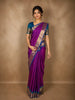 Rich Magenta Purple Butta Zari Woven Design Pure Kanchipuram Silk Saree with Contrast Zari Border