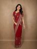 Rich Maroon Swirl Zari Embroidered Design Georgette Fancy Saree with Designer Border