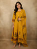 Rich Mustard Marigold Yellow Floral Thread Embroidered Design Cotton Palazzo Suit