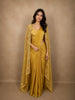 Rich Mustard Marigold Yellow Solid Design Crepe Ready To Wear Saree with Embroidered Cape