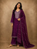Rich Plum Purple Floral Sequins Embroidered Design Cotton Salwar Suit