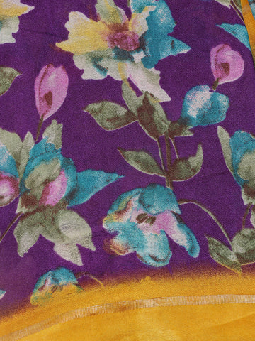 Rich Purple Floral Prints Fancy Georgette Saree - Diadem