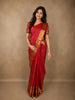 Rich Rani Pink Striped Zari Woven Design Pure Kanchipuram Silk Saree with Zari Border
