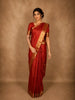Rich Vermilion Red Butta Zari Woven Design Pure Kanchipuram Silk Saree with Peacock Zari Border