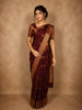 Rich Wine Maroon Peacock Butta Woven Design Pure Kanchipuram Silk Saree with Zari Border