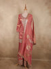 Rose Blush Pink Sequins Embroidered Design Tissue Silk Salwar Palazzo Suit with Dupatta