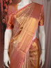 Rose Gold Floral Zari Woven Design Pure Kanchipuram Silk Saree with Contrast Zari Border