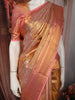 Rose Gold Floral Zari Woven Design Pure Kanchipuram Silk Saree with Contrast Zari Border