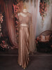 Rose Gold Heavy Sequins and Beads Embroidered Design Holographic Indo Western Skirt and Top with Cape