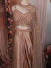 Rose Gold Heavy Sequins and Beads Embroidered Design Holographic Indo Western Skirt and Top with Cape