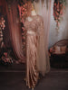 Rose Gold Heavy Sequins and Beads Embroidered Design Holographic Indo Western Skirt and Top with Cape