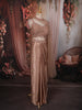 Rose Gold Heavy Sequins and Beads Embroidered Design Holographic Indo Western Skirt and Top with Cape