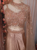Rose Gold Heavy Sequins and Beads Embroidered Design Holographic Indo Western Skirt and Top with Cape