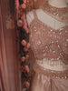 Rose Gold Heavy Sequins and Beads Embroidered Design Holographic Indo Western Skirt and Top with Cape