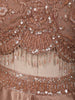 Rose Gold Heavy Sequins and Beads Embroidered Design Holographic Indo Western Skirt and Top with Cape