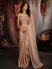 Rose Gold Heavy Sequins and Beads Embroidered Design Holographic Indo Western Skirt and Top with Cape