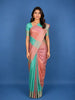 Rose Gold Pink Striped Zari Border Tissue Silk Saree