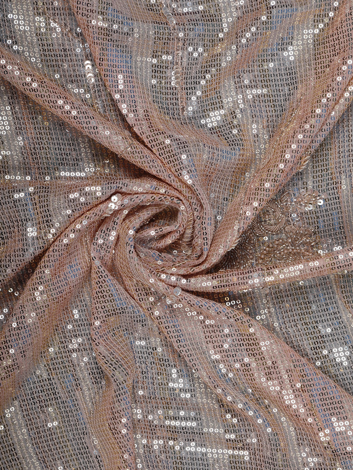 Rose Gold Sequins Embroidered Georgette Saree - Diadem