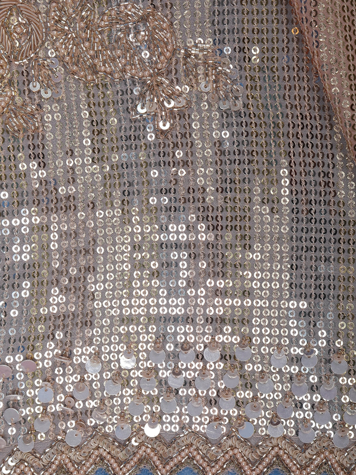 Rose Gold Sequins Embroidered Georgette Saree - Diadem
