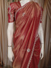 Rose Gold Floral Embroidered Design Tissue Silk Saree with Designer Border