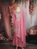 Rose Pink Embroidered Cotton Sharara Salwar Suit