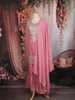 Rose Pink Embroidered Cotton Sharara Salwar Suit