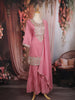 Rose Pink Embroidered Cotton Sharara Salwar Suit