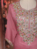 Rose Pink Embroidered Cotton Sharara Salwar Suit