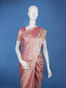 Rose Pink Floral Brocade Design Semi Tissue Saree - Diadem