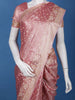 Rose Pink Floral Brocade Design Semi Tissue Saree - Diadem
