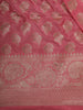 Rose Pink Floral  Butta Zari Woven Design Pure Banarasi Silk Saree with Rich Zari Border