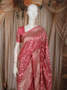 Rose Pink Floral  Butta Zari Woven Design Pure Banarasi Silk Saree with Rich Zari Border