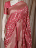 Rose Pink Floral  Butta Zari Woven Design Pure Banarasi Silk Saree with Rich Zari Border