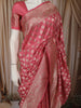 Rose Pink Floral  Butta Zari Woven Design Pure Banarasi Silk Saree with Rich Zari Border