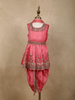 Rose Pink Floral Embroidered Design Satin Kids Patiala Salwar Suit With Dupatta