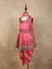 Rose Pink Floral Embroidered Design Satin Kids Patiala Salwar Suit With Dupatta