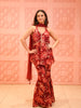 Rose Pink Floral Sequins Embroidered Design Georgette Party Wear Peplum Palazzo Suit with Matching Choker Dupatta