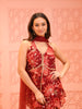 Rose Pink Floral Sequins Embroidered Design Georgette Party Wear Peplum Palazzo Suit with Matching Choker Dupatta
