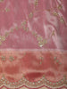 Rose Pink Floral Sequins and Beads Embroidered Design Pure Organza Saree with Scalloped Border