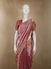 Rose Pink Floral Sequins and Beads Embroidered Design Pure Organza Saree with Scalloped Border