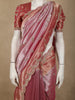 Rose Pink Floral Sequins and Beads Embroidered Design Pure Organza Saree with Scalloped Border