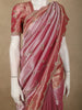 Rose Pink Floral Sequins and Beads Embroidered Design Pure Organza Saree with Scalloped Border