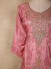 Rose Pink Floral Sequins and Beads Embroidered Design Satin Palazzo Suit with Dupatta
